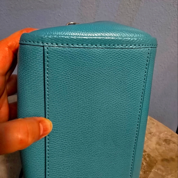 Coach Bennett Teal Pebbled Leather Crossbody Satchel - Picture 6 of 11